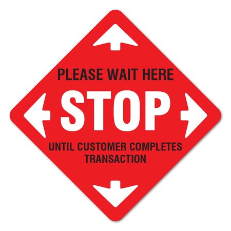 Signmission Stop Please Wait Here Non-Slip Floor Graphic, 7in Vinyl Decal, 6PK, 7 in H, FD-2-X-7-6PK-99992 FD-2-X-7-6PK-99992